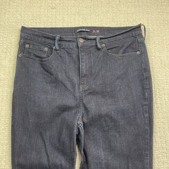 Calvin Klein Jeans Women’s Sz 14 Dark Blue High Rise Skinny Denim Pants Casual - Picture 2 of 14